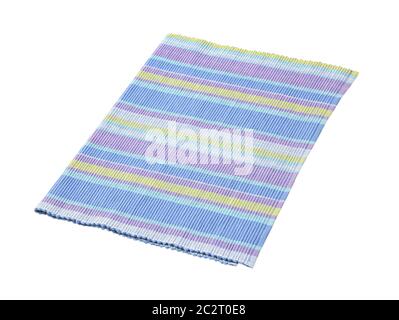 Colorful striped ribbed woven cotton place mat isolated on white Stock Photo