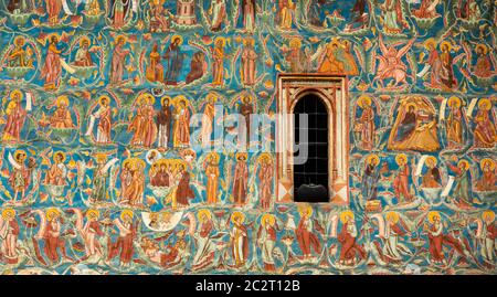 GURA HUMORULUI, ROMANIA - August 14 2019: The orthodox monastery Humor. UNESCO World Heritage Site. Suceava county, Romania. Stock Photo