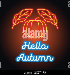autumn season with neon light effect. vector illustration Stock Vector