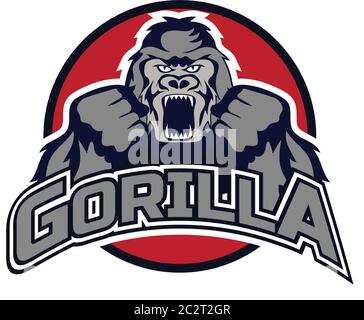 gorilla logo on white background, vector illustration Stock Vector