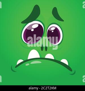 Cartoon of Sad Crying Funny Monster face avatar. Vector illustration for Halloween Stock Vector