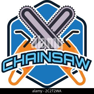 chainsaw logo isolated on white background. vector illustration Stock Vector
