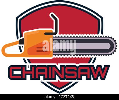 chainsaw logo isolated on white background. vector illustration Stock Vector