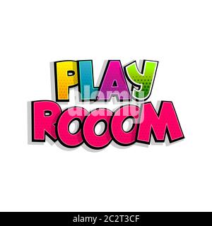 Kids zone comic text badge on splash sticker. Stock Vector