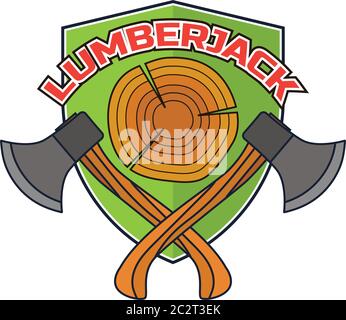 lumberjack logo for carpenter concept, vector illustration Stock Vector