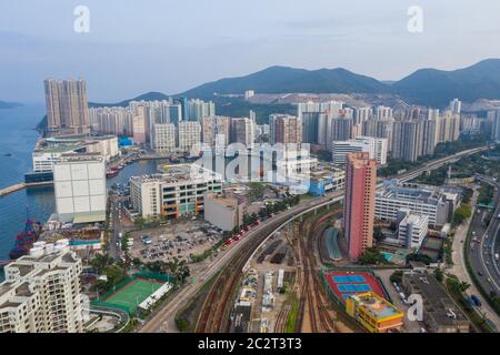 Chai Wan, Hong Kong 22 May 2019: Aerial view of Hong Kong city Stock Photo