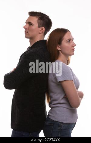 Man and woman offended by each other Stock Photo