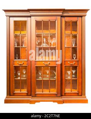 Kitchen cupboard made from light wood isolated on white Stock Photo