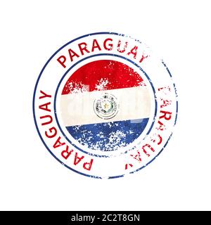 Paraguay sign, vintage grunge imprint with flag on white Stock Vector