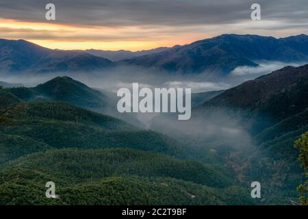 Dramatic sunrise at Reservoir of Susqueda Valley (Catalonia, Spain) Stock Photo