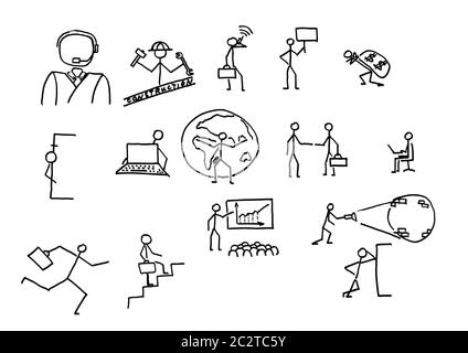 Business people sketches. In B/W Stock Photo