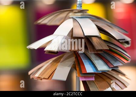 Various color samples of decorative material Stock Photo