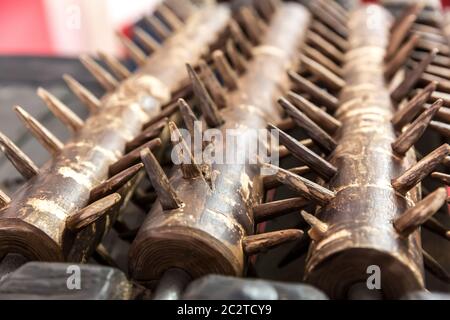 Torture shafts with thorns, museum in Prague, Czech Republic. The inquisition instrument. Famous european place for travel and tourism Stock Photo