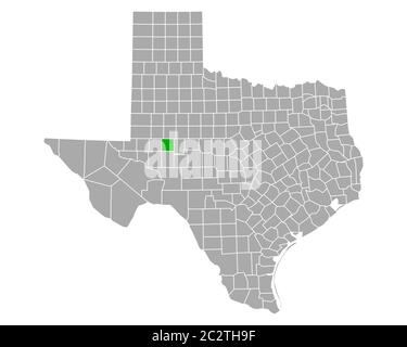 Map of Glasscock in Texas Stock Photo