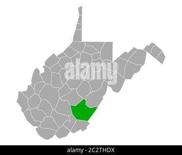 Map of Greenbrier in West Virginia Stock Photo