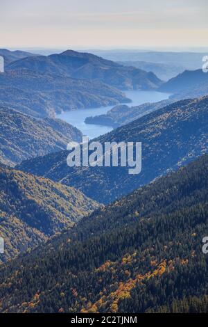 landscape with dam lake Vidraru in Romania Stock Photo