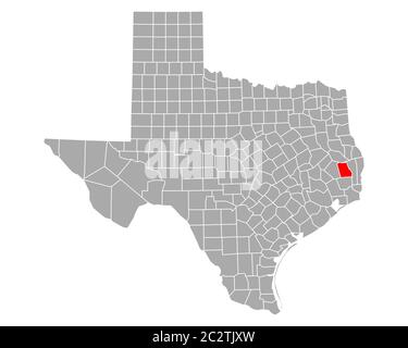 Map of Tyler in Texas Stock Photo