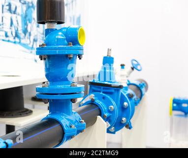 Water heating unit with valves Stock Photo