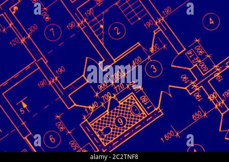 Architectural project - plan of the house Stock Photo