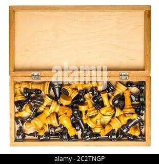 Up view of chess figures in the box Stock Photo