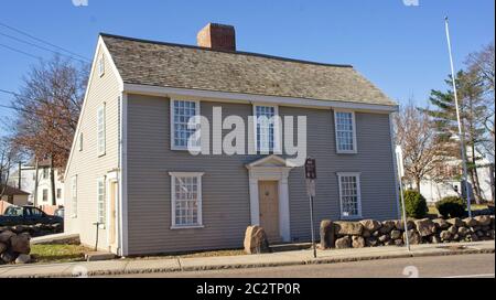 Quincy, Ma, USA -December 5, 2018 The birthplace of John Quincy Adams. It's part of the Adams National Historical Park. Next door is the birthplace of Stock Photo