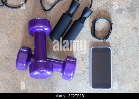 Simple home fitness exercise items, stock photo Stock Photo