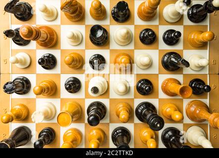 Up view of chess figures on the board Stock Photo