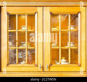 Luxury kitchen cupboard made from light wood Stock Photo