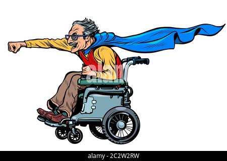 active wheelchair user disabled man. Pop art retro vector illustration ...