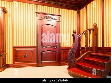 Modern staircase made from nice brown wood Stock Photo