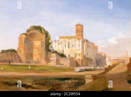 Temple of Venus and Rome, Rome, Italy landscape painting by Edward Lear, 1840 Stock Photo