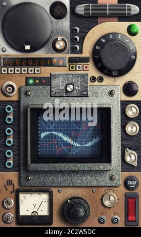 Control panel of a vintage research device Stock Photo