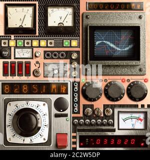 Control panel of a vintage research device Stock Photo