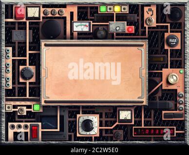 Control panel of a vintage research device Stock Photo