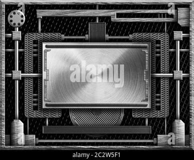 Control panel of a industrial device with empty space in center Stock Photo