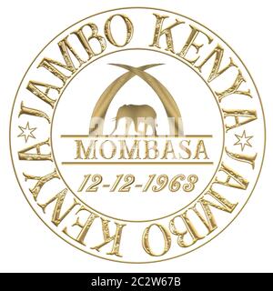 Stamp with inscription Hello Kenya Jambo Kenya and Karibu Kenya Stock Photo