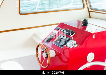 The helm of a nice luxury yacht Stock Photo