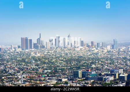 Blue sky over Los Angeles downtown, California USA Stock Photo
