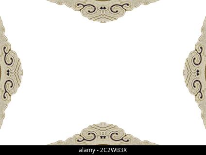 White Frame with Decorated Borders Stock Photo