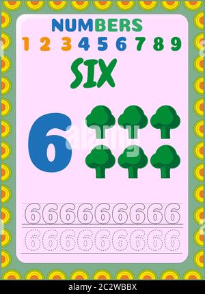 Preschool and toddler math with broccoli design Stock Vector
