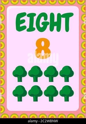 Preschool and toddler math with broccoli design Stock Vector