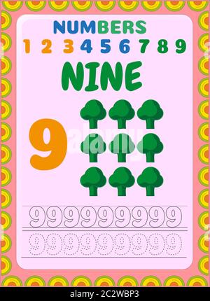 Preschool and toddler math with broccoli design Stock Vector