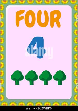 Preschool and toddler math with broccoli design Stock Vector