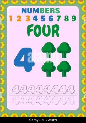 Preschool and toddler math with broccoli design Stock Vector
