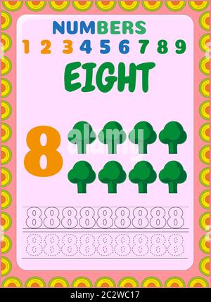 Preschool and toddler math with broccoli design Stock Vector