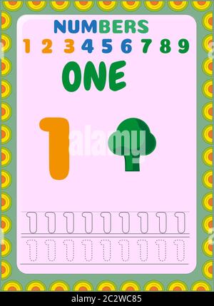 Preschool and toddler math with broccoli design Stock Vector