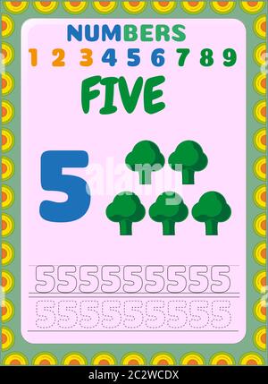 Preschool and toddler math with broccoli design Stock Vector