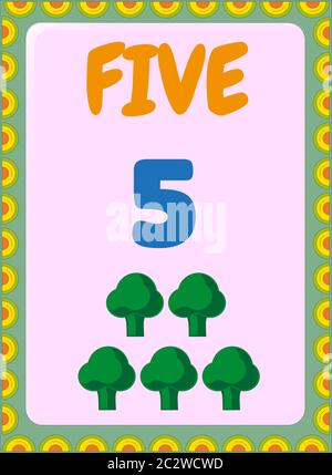 Preschool and toddler math with broccoli design Stock Vector