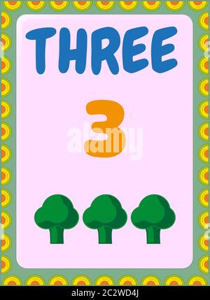 Preschool and toddler math with broccoli design Stock Vector
