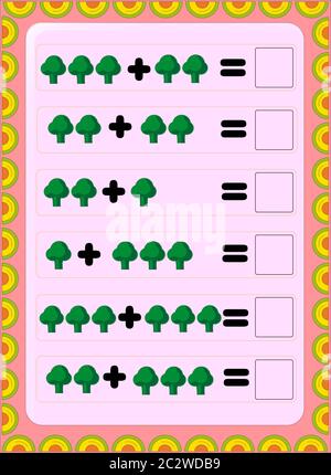 Preschool and toddler math with broccoli design Stock Vector